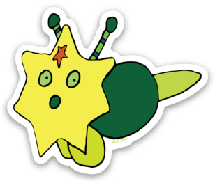Green Larcunight sticker. 2" x 1.67" sticker