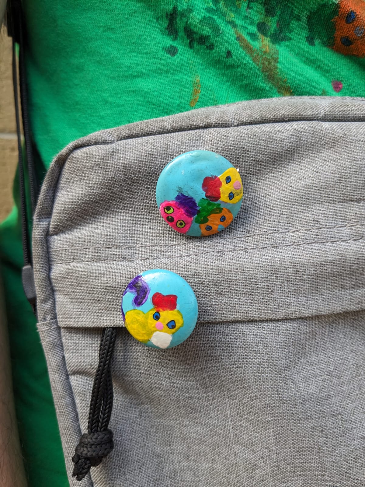 Teal Upcycled button Gralockamay Pins