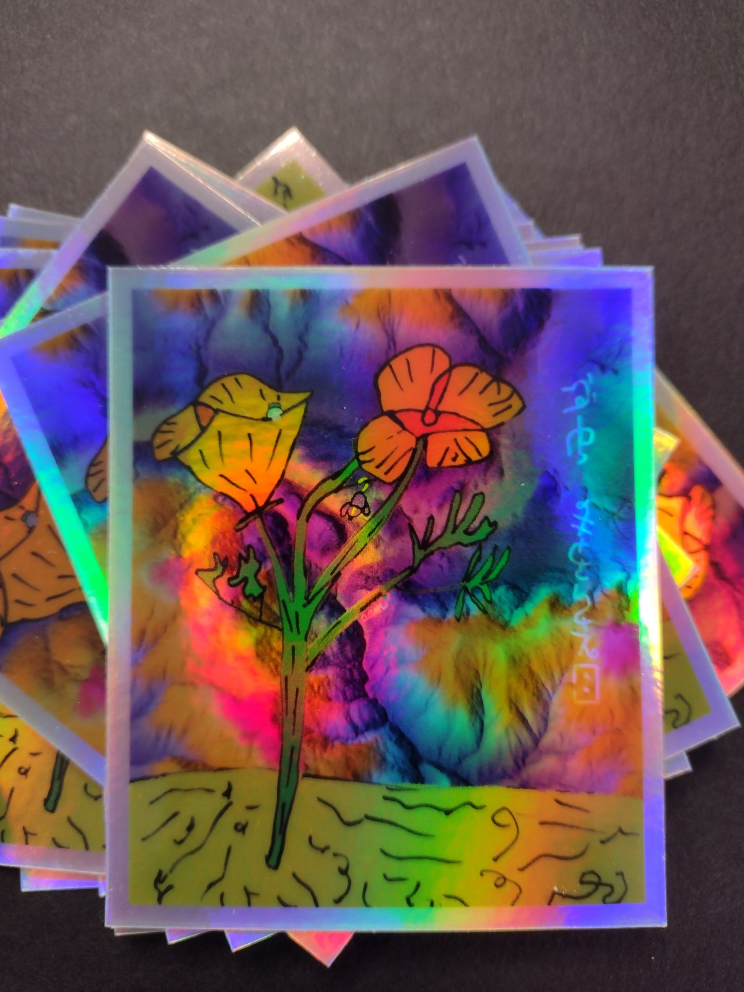 Gralockamay in flowers Holographic sticker