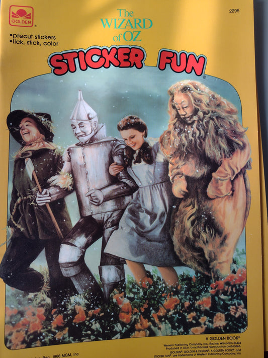 Cover Reads: The Wizard of Oz. Sticker Run. Precut stickers, lick, stick, color 